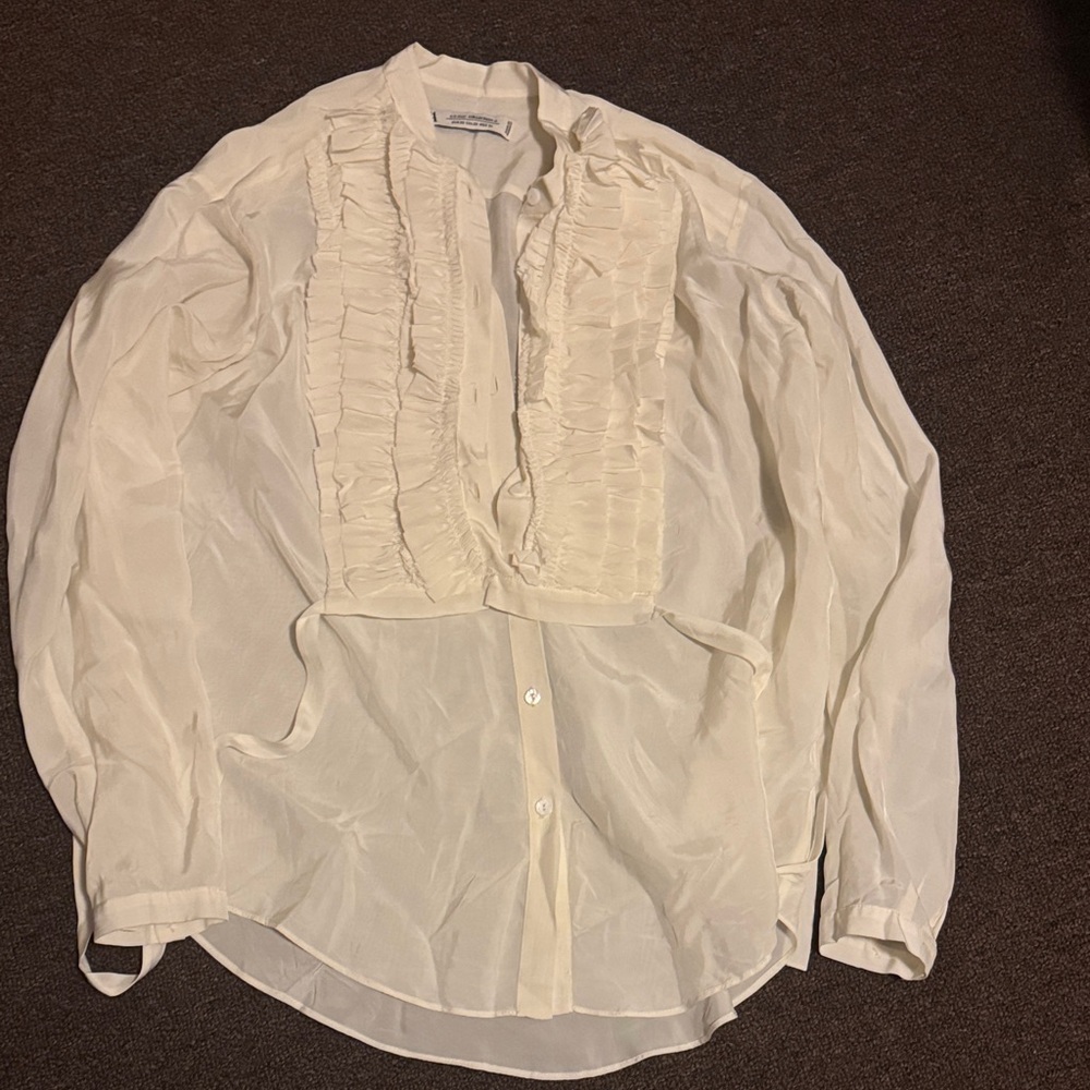 Zara Cream Ruffled Blouse